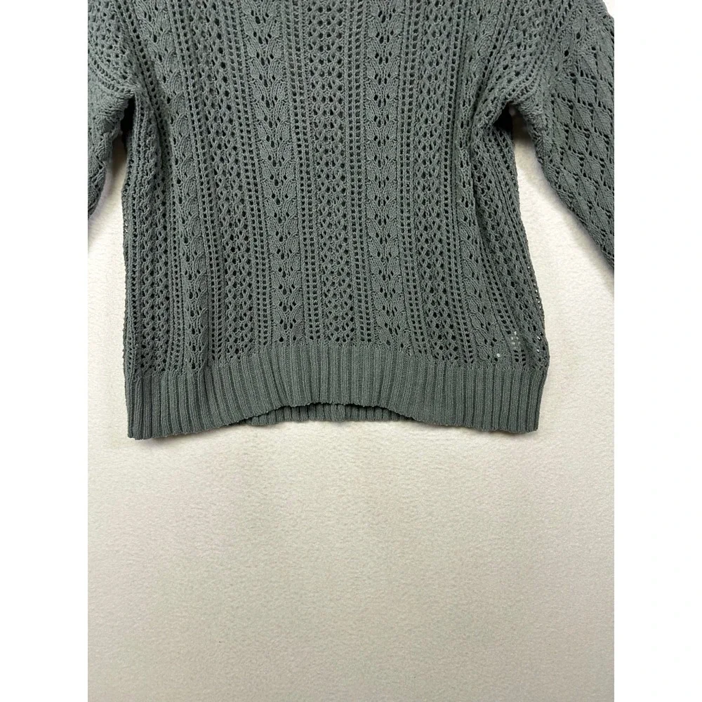 Boho Crochet Maurices Womens Medium Sage Green Open Knit Scoop Neck Sweater‎